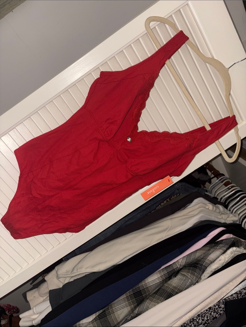 NWT COLSIE Red Thong Bodysuit